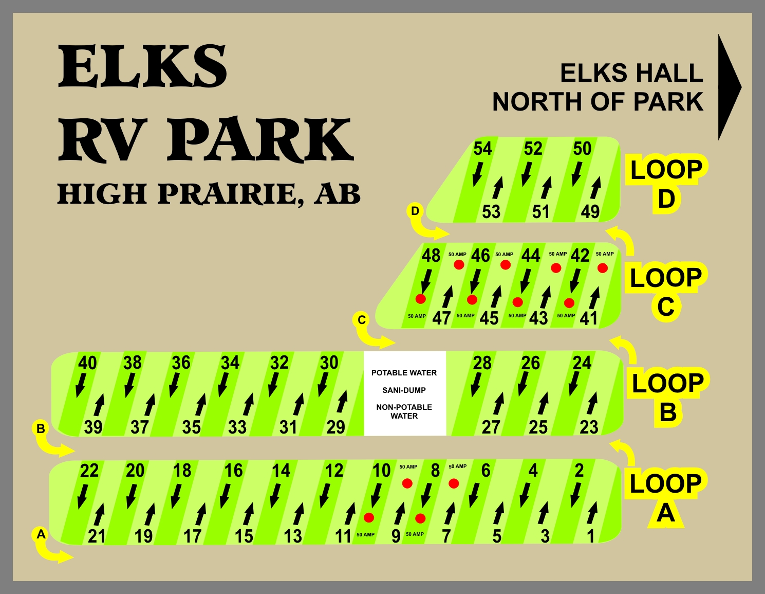 Elks RV Park Campsite Map
